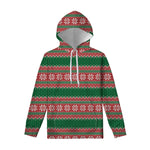 Christmas Knitted Pattern Print Pullover Hoodie