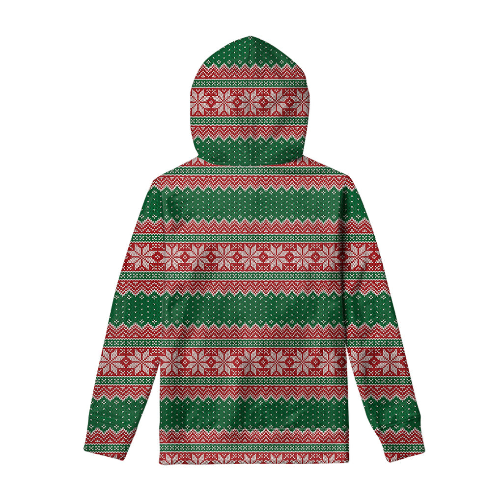 Christmas Knitted Pattern Print Pullover Hoodie