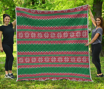Christmas Knitted Pattern Print Quilt