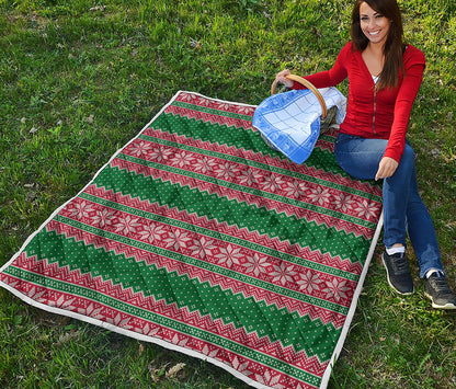 Christmas Knitted Pattern Print Quilt