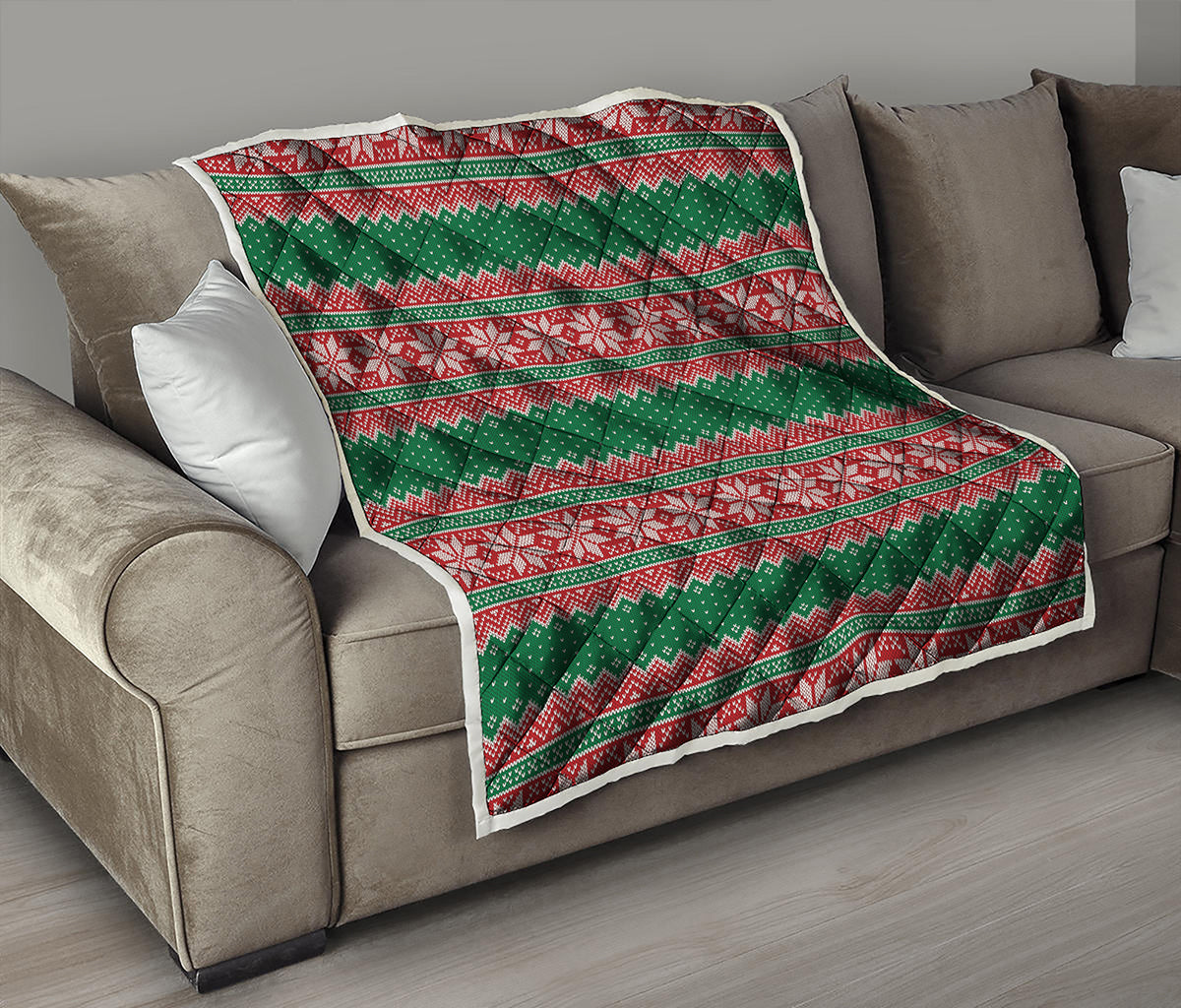 Christmas Knitted Pattern Print Quilt