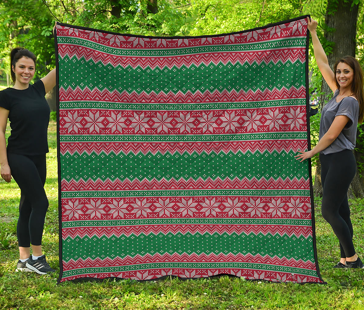 Christmas Knitted Pattern Print Quilt