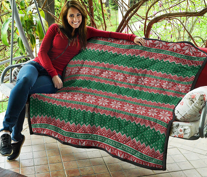 Christmas Knitted Pattern Print Quilt