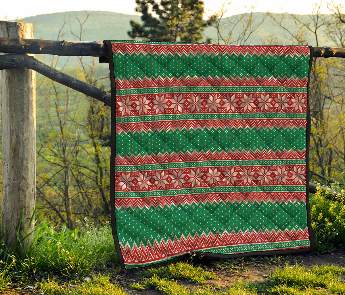 Christmas Knitted Pattern Print Quilt