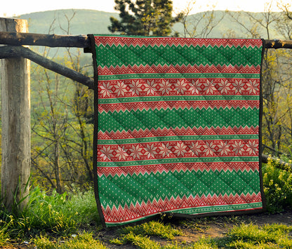Christmas Knitted Pattern Print Quilt