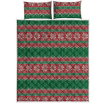 Christmas Knitted Pattern Print Quilt Bed Set