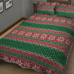 Christmas Knitted Pattern Print Quilt Bed Set