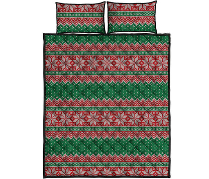 Christmas Knitted Pattern Print Quilt Bed Set