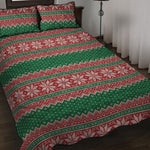 Christmas Knitted Pattern Print Quilt Bed Set