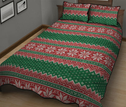 Christmas Knitted Pattern Print Quilt Bed Set