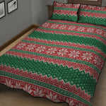 Christmas Knitted Pattern Print Quilt Bed Set