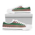 Christmas Knitted Pattern Print White Low Top Sneakers