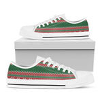 Christmas Knitted Pattern Print White Low Top Shoes