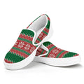 Christmas Knitted Pattern Print White Slip On Sneakers