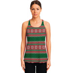 Christmas Knitted Pattern Print Women's Racerback Tank Top