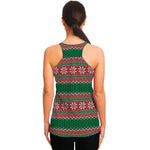 Christmas Knitted Pattern Print Women's Racerback Tank Top