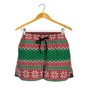 Christmas Knitted Pattern Print Women's Shorts
