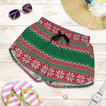 Christmas Knitted Pattern Print Women's Shorts