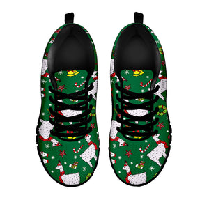 Christmas Llama Pattern Print Black Sneakers