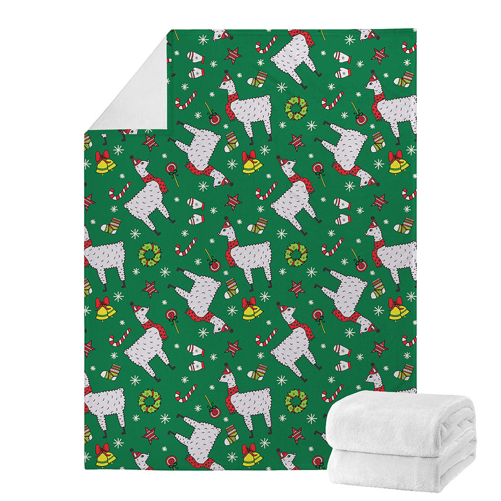 Christmas Llama Pattern Print Blanket
