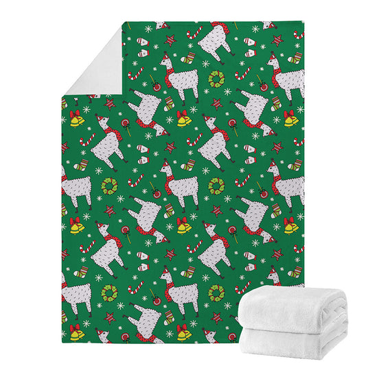 Christmas Llama Pattern Print Blanket