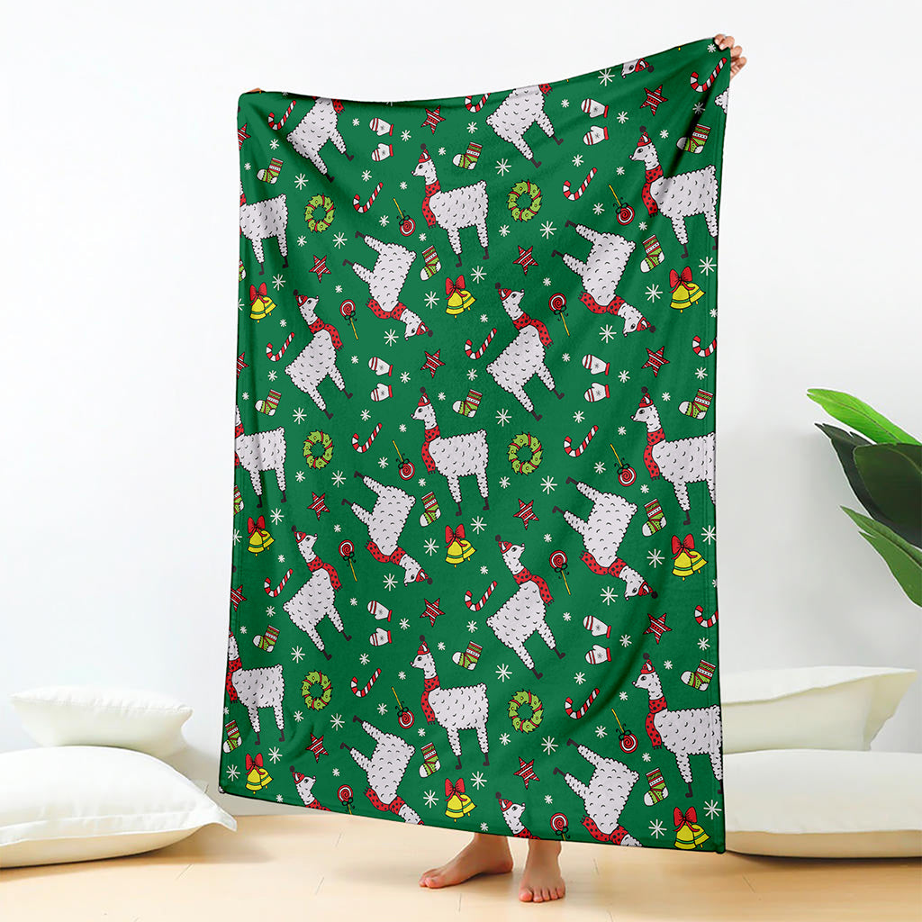 Christmas Llama Pattern Print Blanket