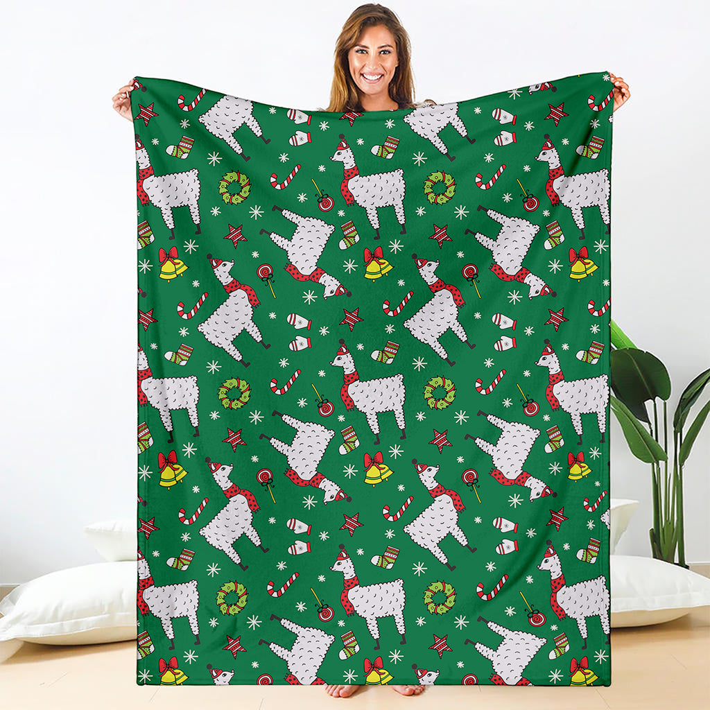 Christmas Llama Pattern Print Blanket