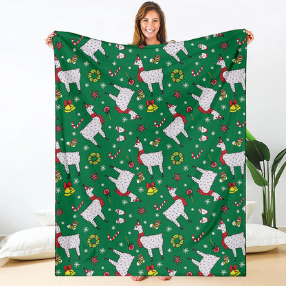 Christmas Llama Pattern Print Blanket