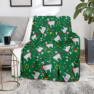 Christmas Llama Pattern Print Blanket