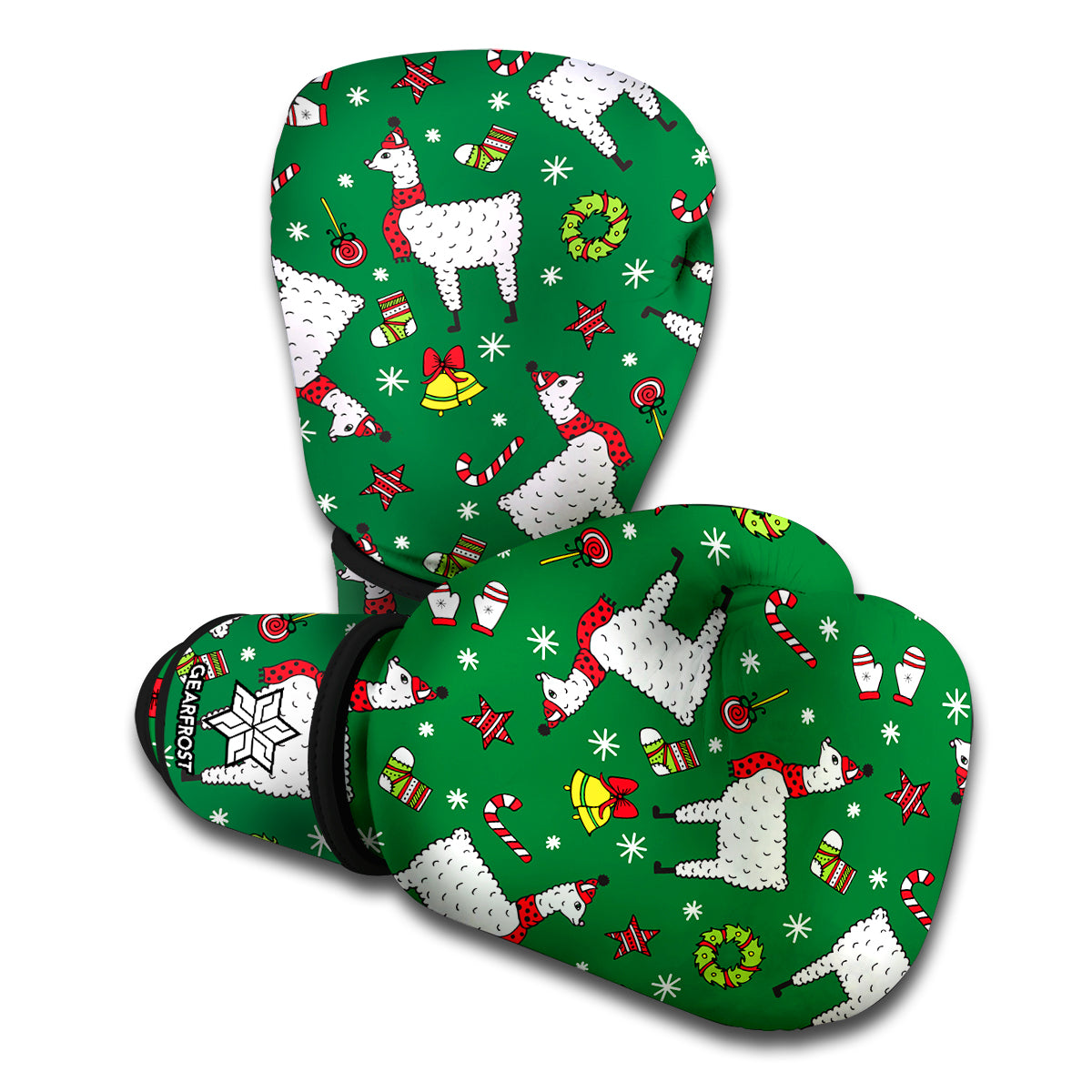 Christmas Llama Pattern Print Boxing Gloves