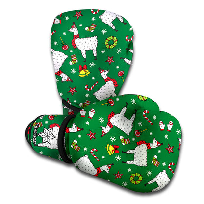 Christmas Llama Pattern Print Boxing Gloves