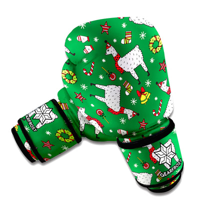 Christmas Llama Pattern Print Boxing Gloves