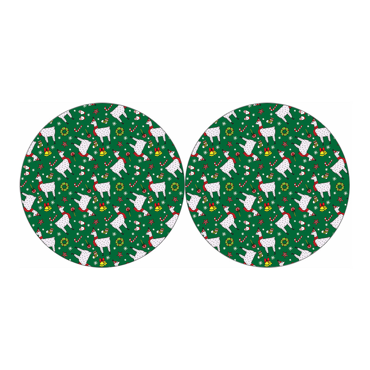 Christmas Llama Pattern Print Car Coasters