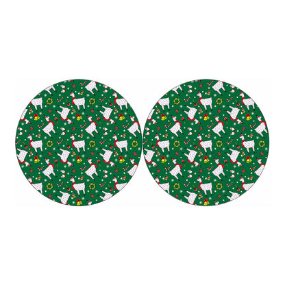Christmas Llama Pattern Print Car Coasters