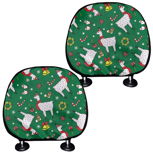 Christmas Llama Pattern Print Car Headrest Covers