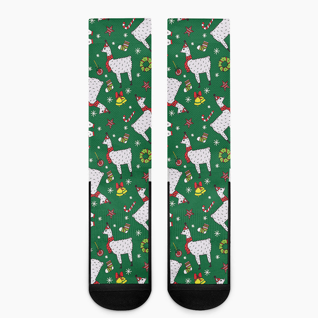 Christmas Llama Pattern Print Crew Socks