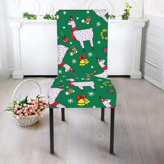 Christmas Llama Pattern Print Dining Chair Slipcover