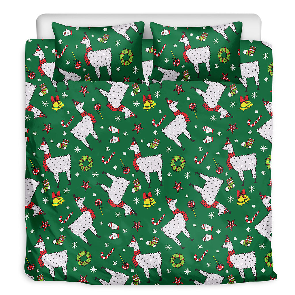 Christmas Llama Pattern Print Duvet Cover Bedding Set