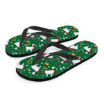 Christmas Llama Pattern Print Flip Flops
