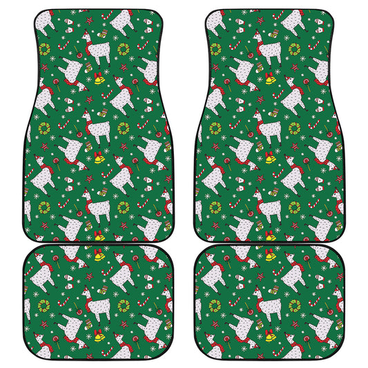 Christmas Llama Pattern Print Front and Back Car Floor Mats