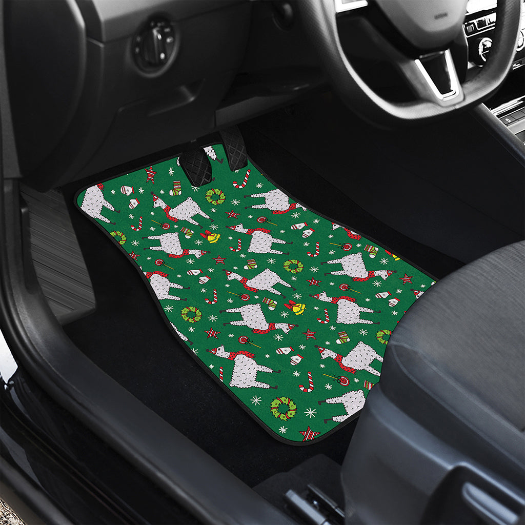 Christmas Llama Pattern Print Front and Back Car Floor Mats