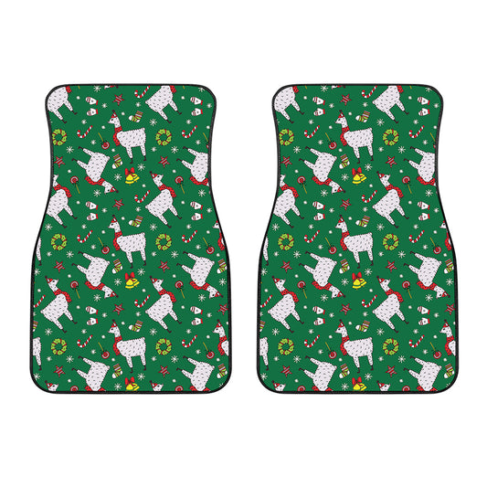 Christmas Llama Pattern Print Front Car Floor Mats