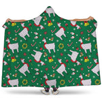 Christmas Llama Pattern Print Hooded Blanket