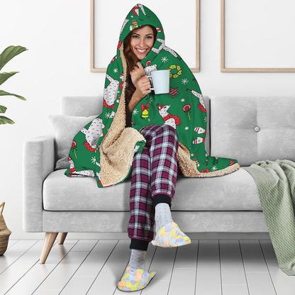 Christmas Llama Pattern Print Hooded Blanket