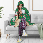 Christmas Llama Pattern Print Hooded Blanket