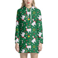 Christmas Llama Pattern Print Pullover Hoodie Dress