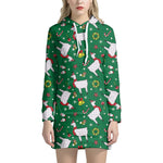 Christmas Llama Pattern Print Hoodie Dress