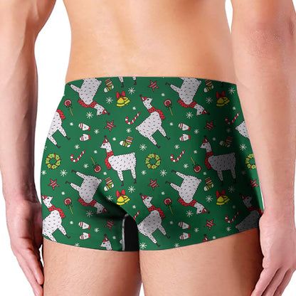 Christmas Llama Pattern Print Men's Boxer Briefs