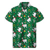 Christmas Llama Pattern Print Men's Short Sleeve Shirt