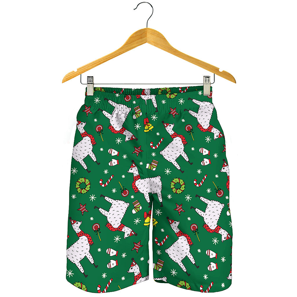 Christmas Llama Pattern Print Men's Shorts